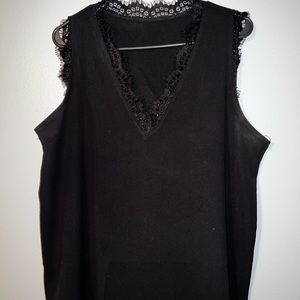Black Tank with Lace Detail Size XL